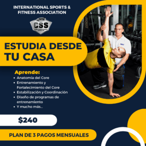 Certificación de Especialista en Fortalecimiento de la Zona Media del Cuerpo (ISFA-CSS) Plan de 3 Pagos